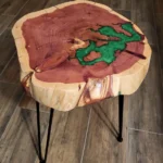 Cedar Side Table with Green Epoxy Detail