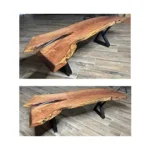 Mesquite Live Edge Bench/Table with Wrought Iron Legs