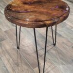 Mesquite Side Table with Purple Epoxy